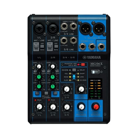 Yamaha MG06X 6 Input Stereo Mixer - SPX Effects 2 Mic Inputs 2 Stereo Inputs