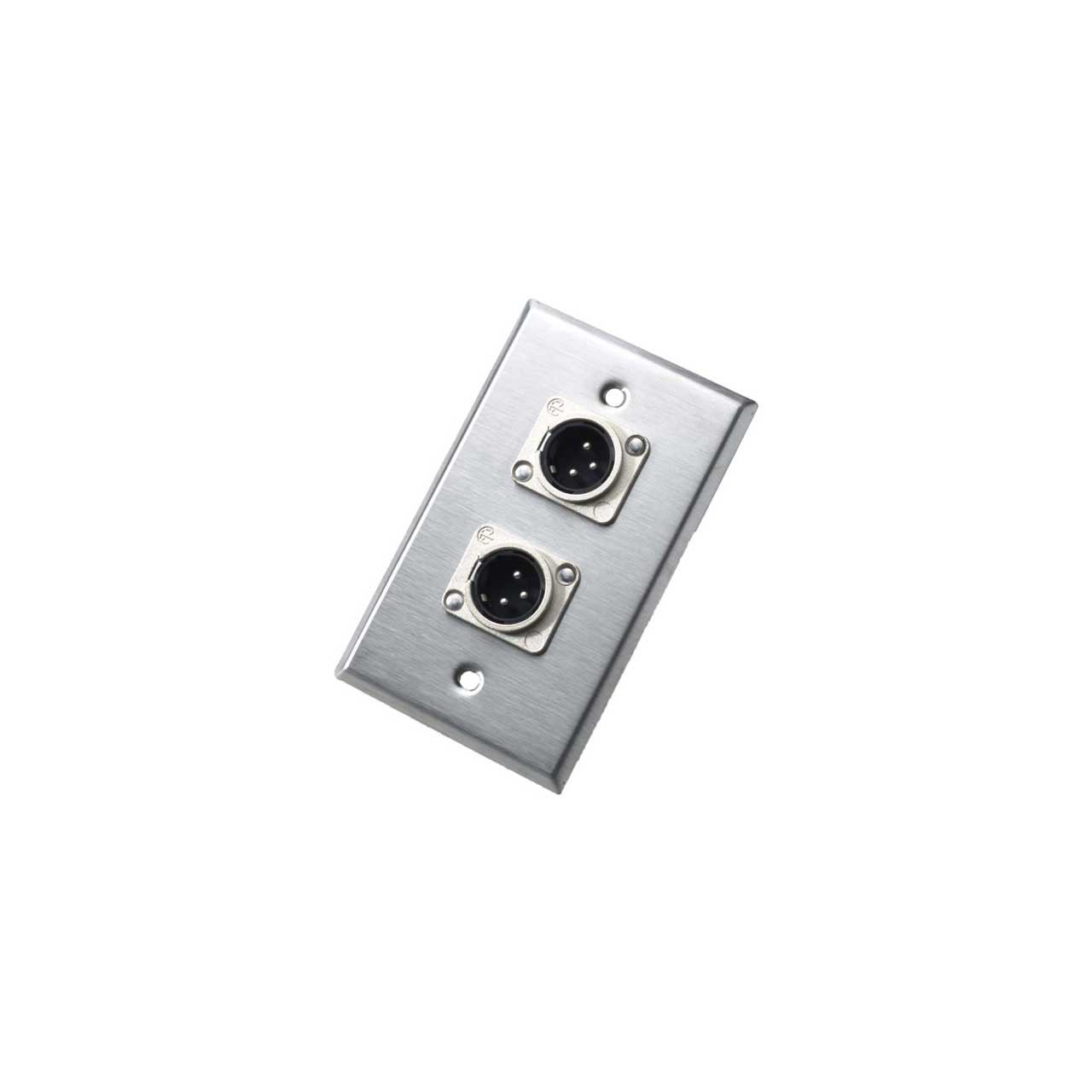 Neutrik 203m Brushed Stainless Steel Wallplate with two NC3MDL1 XLR