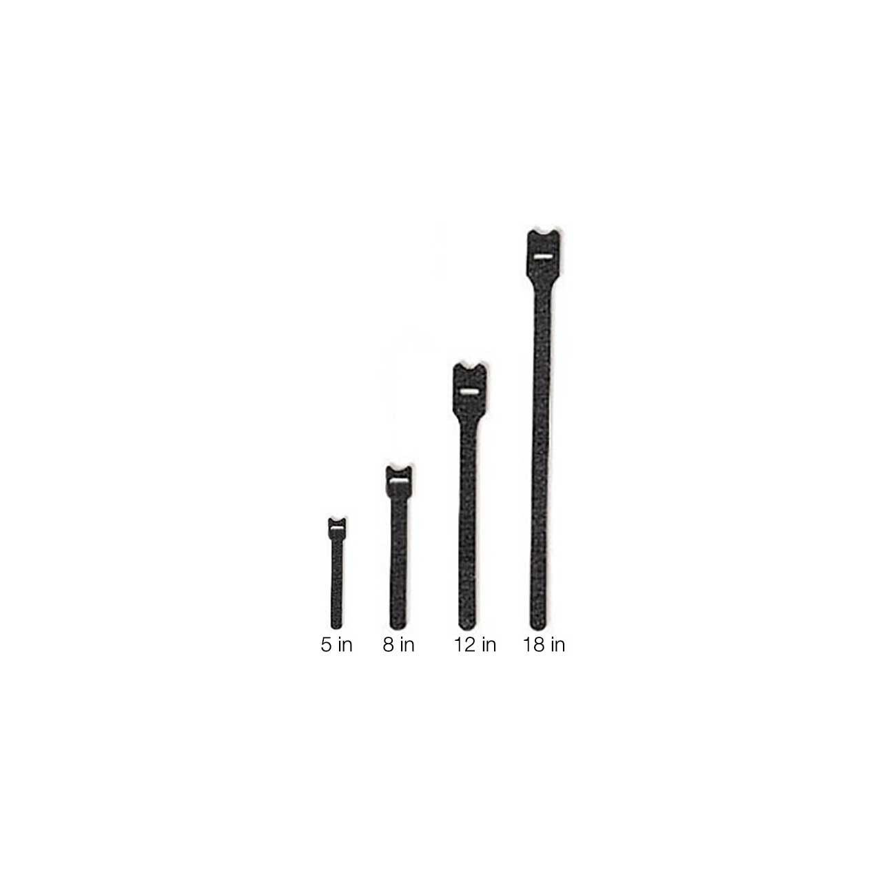 Black 8 Inch Softcinch VELCRO® Brand Hook & Loop Polytie Cable Tie 25 Pack