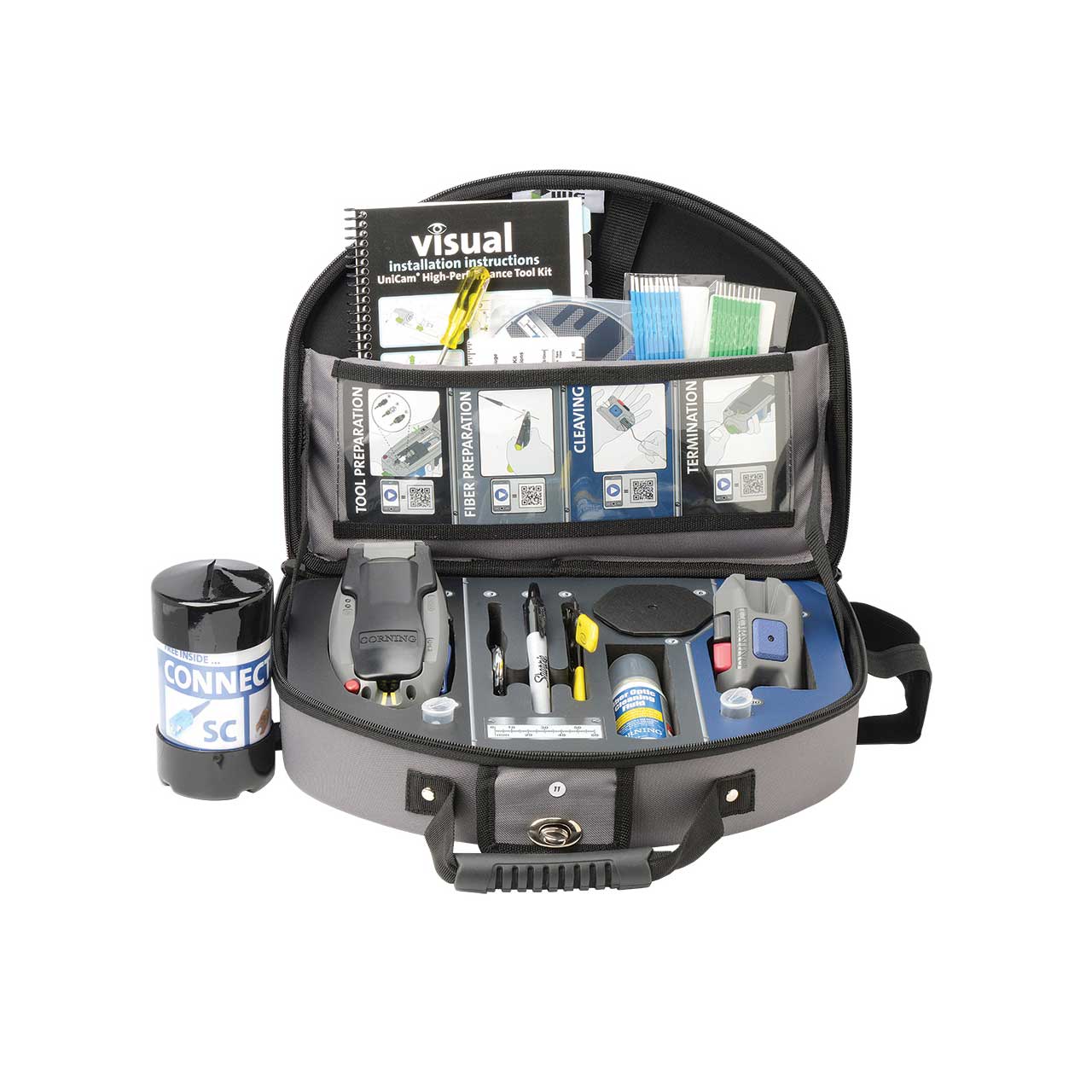 Corning TKT-UNICAM-PFC UniCam Premium Fiber Optic Tool Kit for SC ST and LC Connectors (MM and SM Fiber)