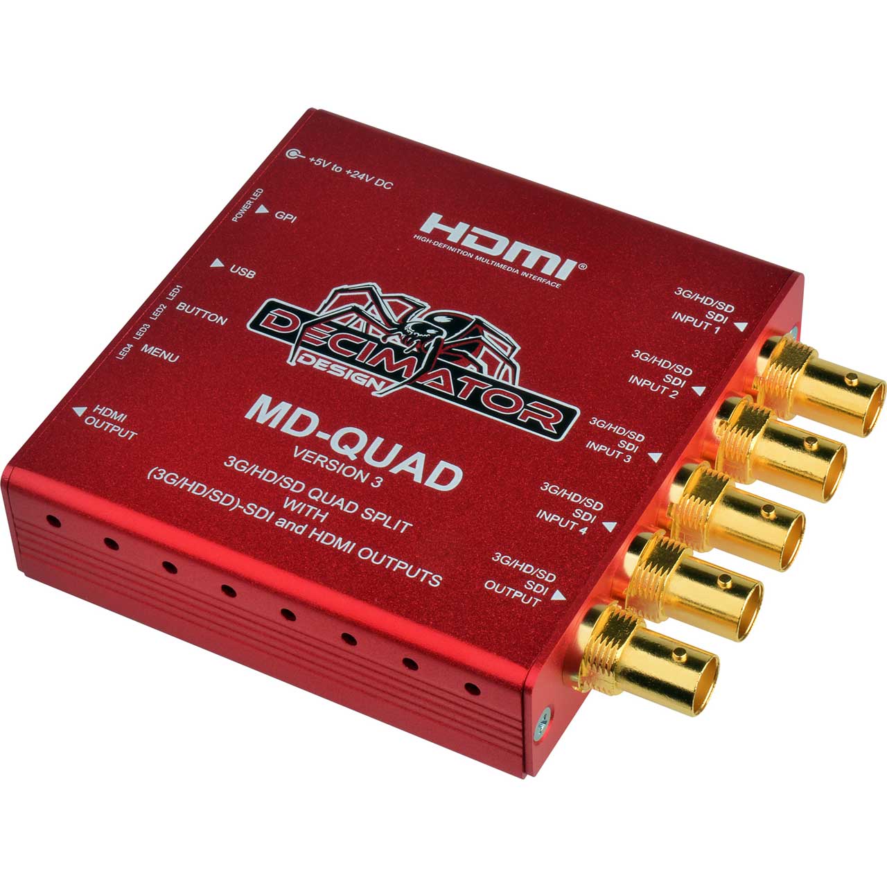 Decimator Design MD-QUAD Miniature 3G/HD/SD-SDI Quad Split Multiviewer with  HDMI - Version 3