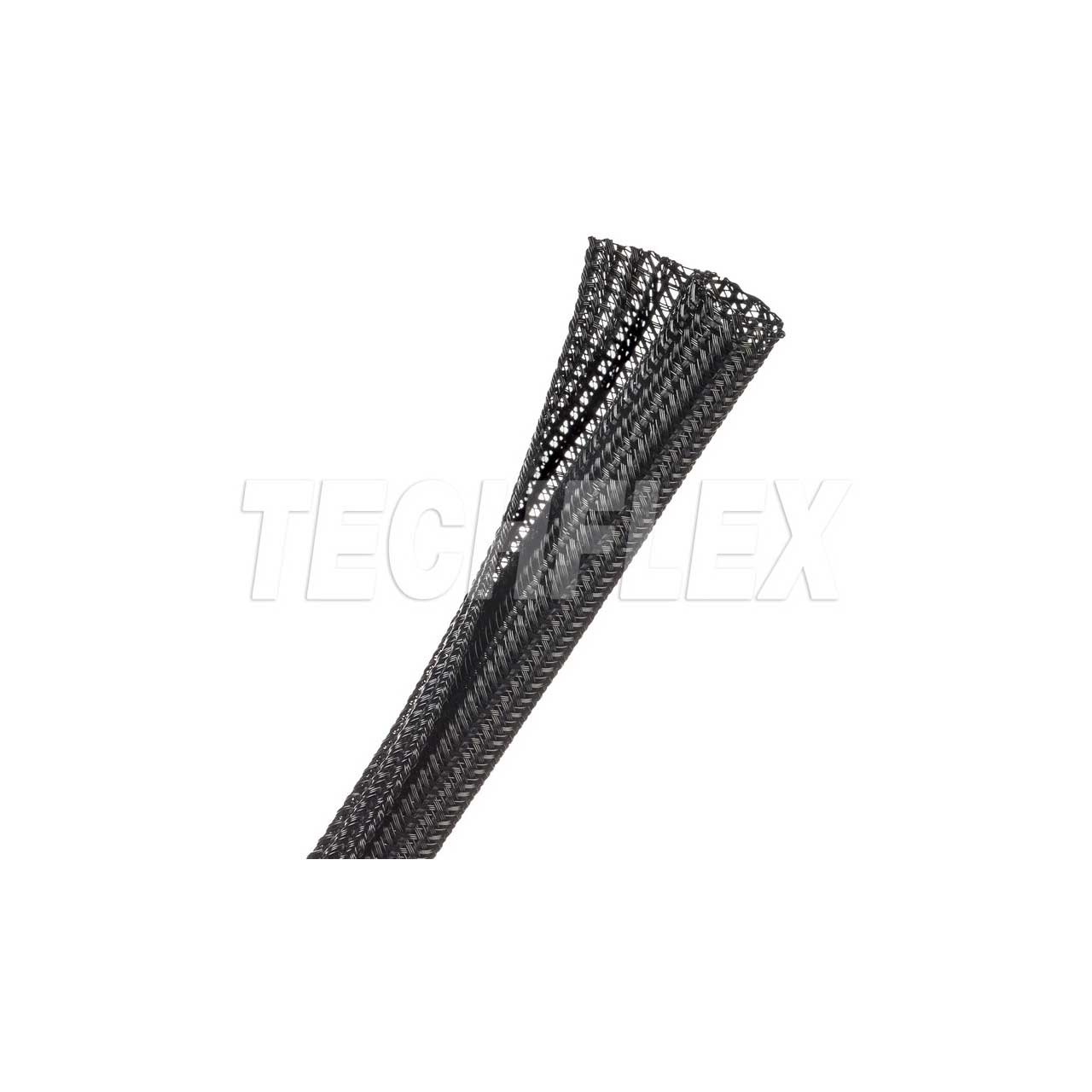 Techflex F6N0.50 1/2-Inch Flexo Self-Wrapping/Split Tube/Semi-Rigid Braided  & Non-Expandable Tubing - Black - 75-Foot