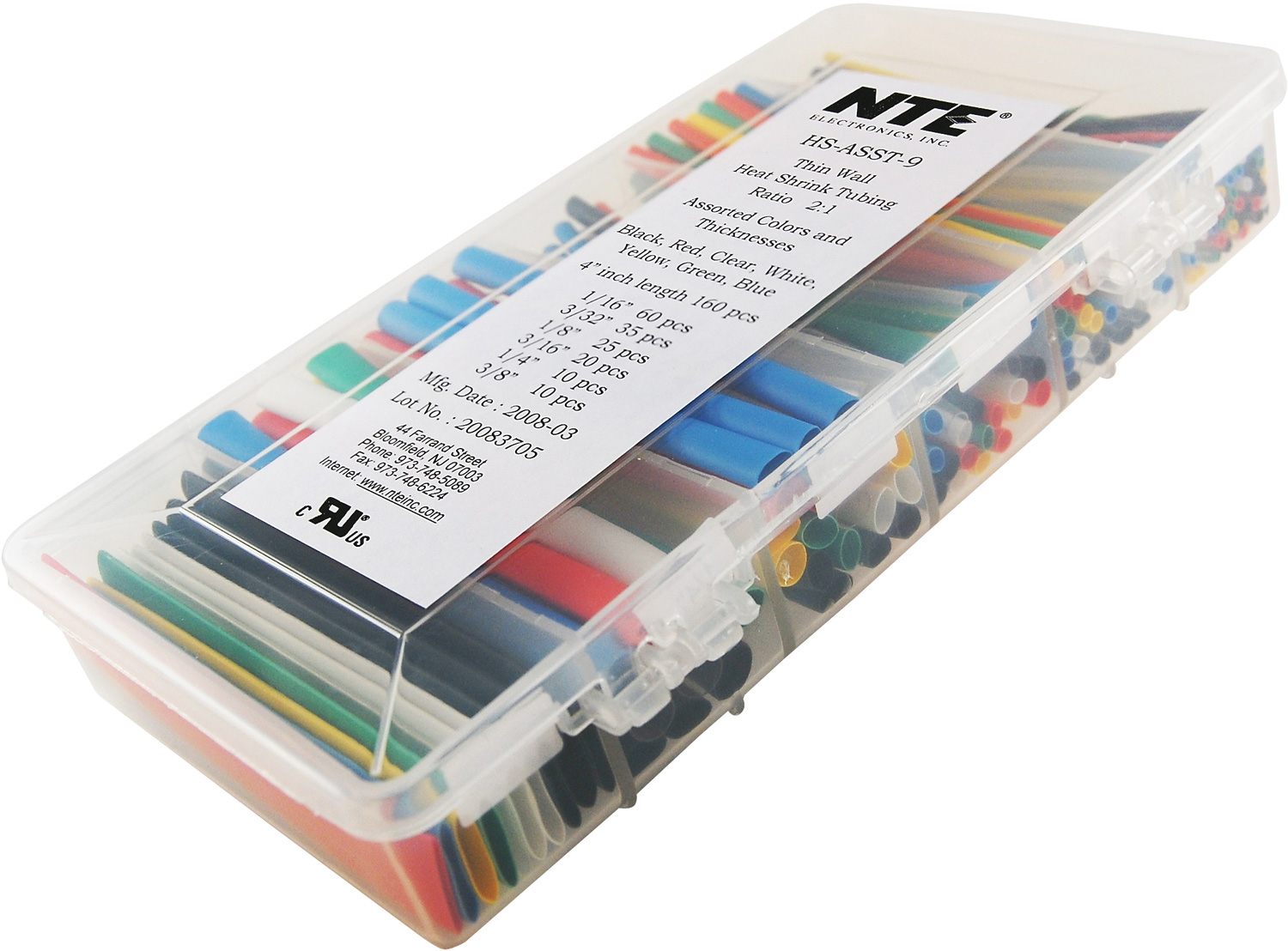 Nte Hs Asst 9 Master Heat Shrink 160 Piece 4 Inch 2 To 1 Shrink Tubing Kit Assorted Colors