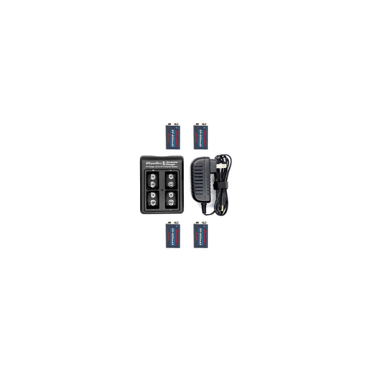 iPower 4 Bay 9 Volt Battery Charger with Four 4 9 Volt 800 mAhr