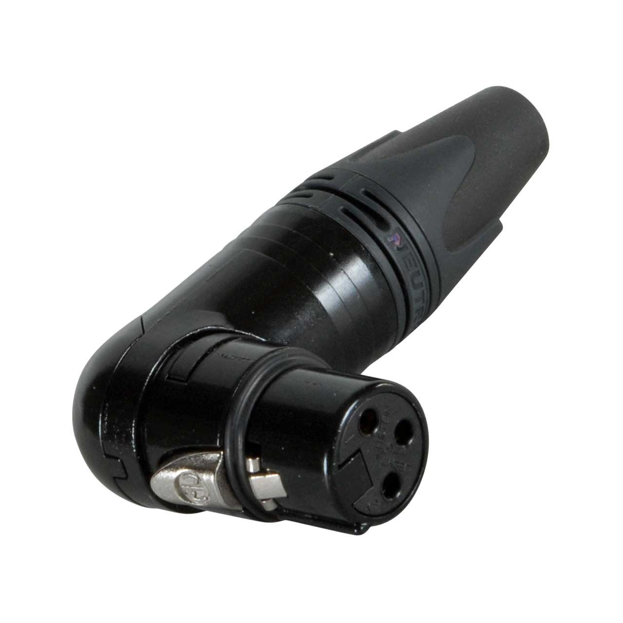 Neutrik NC3FRX-B XLR 3 Pole Right Angle Female Cable End - Black/Gold