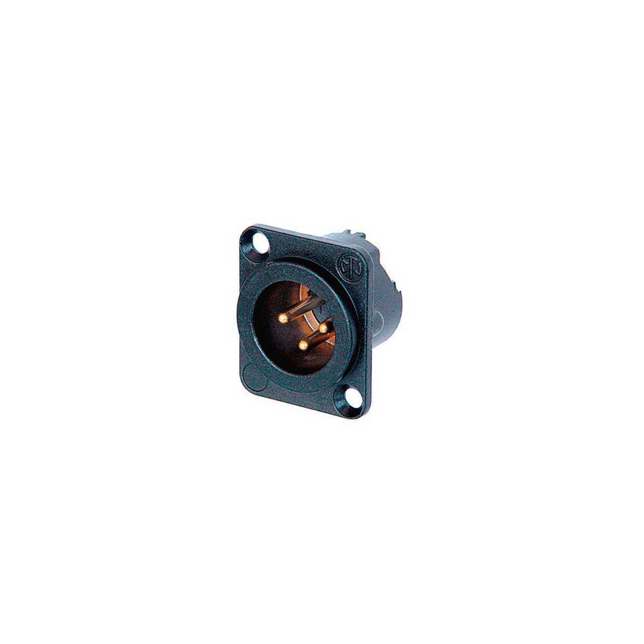 Neutrik NC3MD-LX-BAG 3-Pin Male XLR Panel/Chassis Mount Connector - Duplex Ground Contact - Black/Si