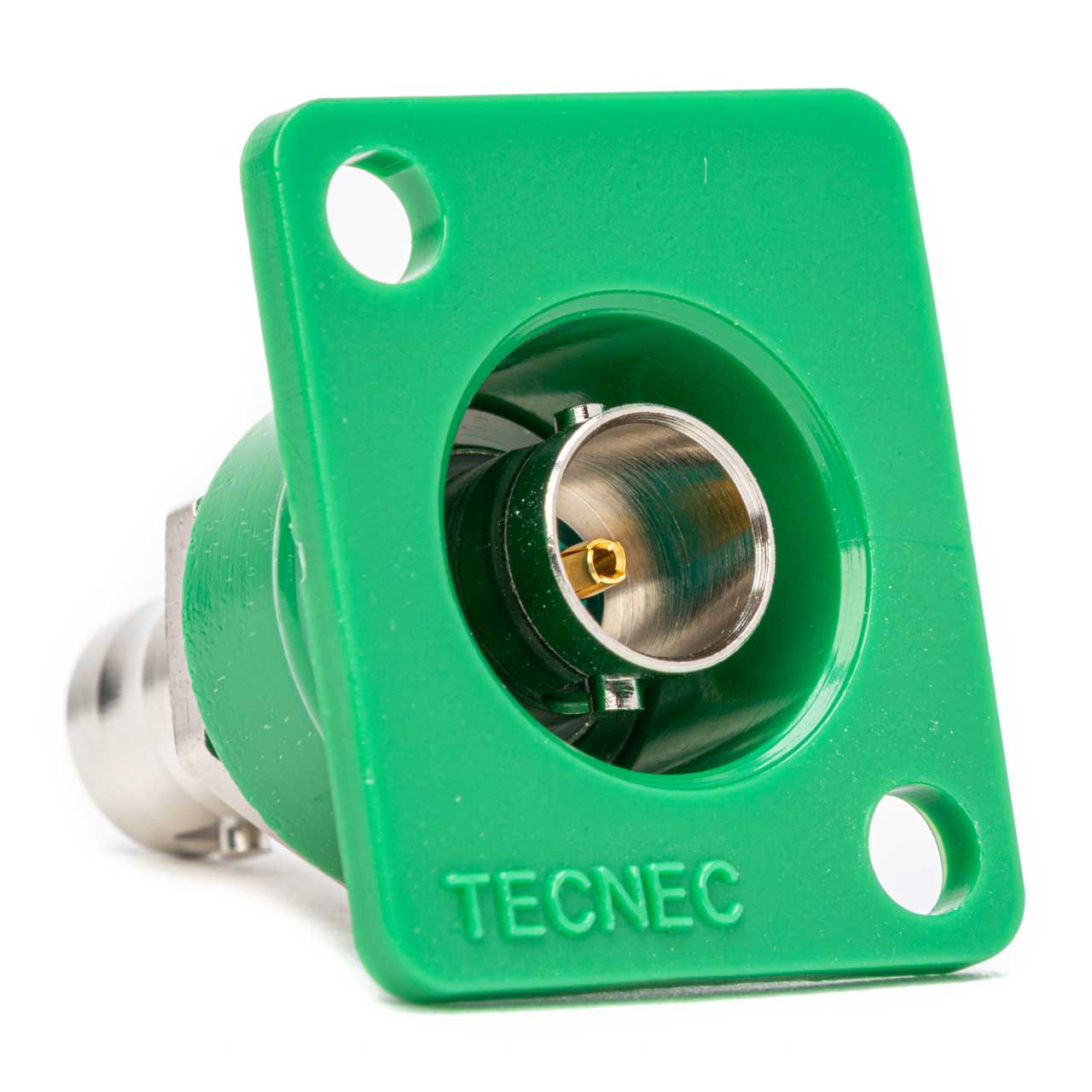 Connectronics Recessed Panel Mount BNC Barrel 75Ohm Green