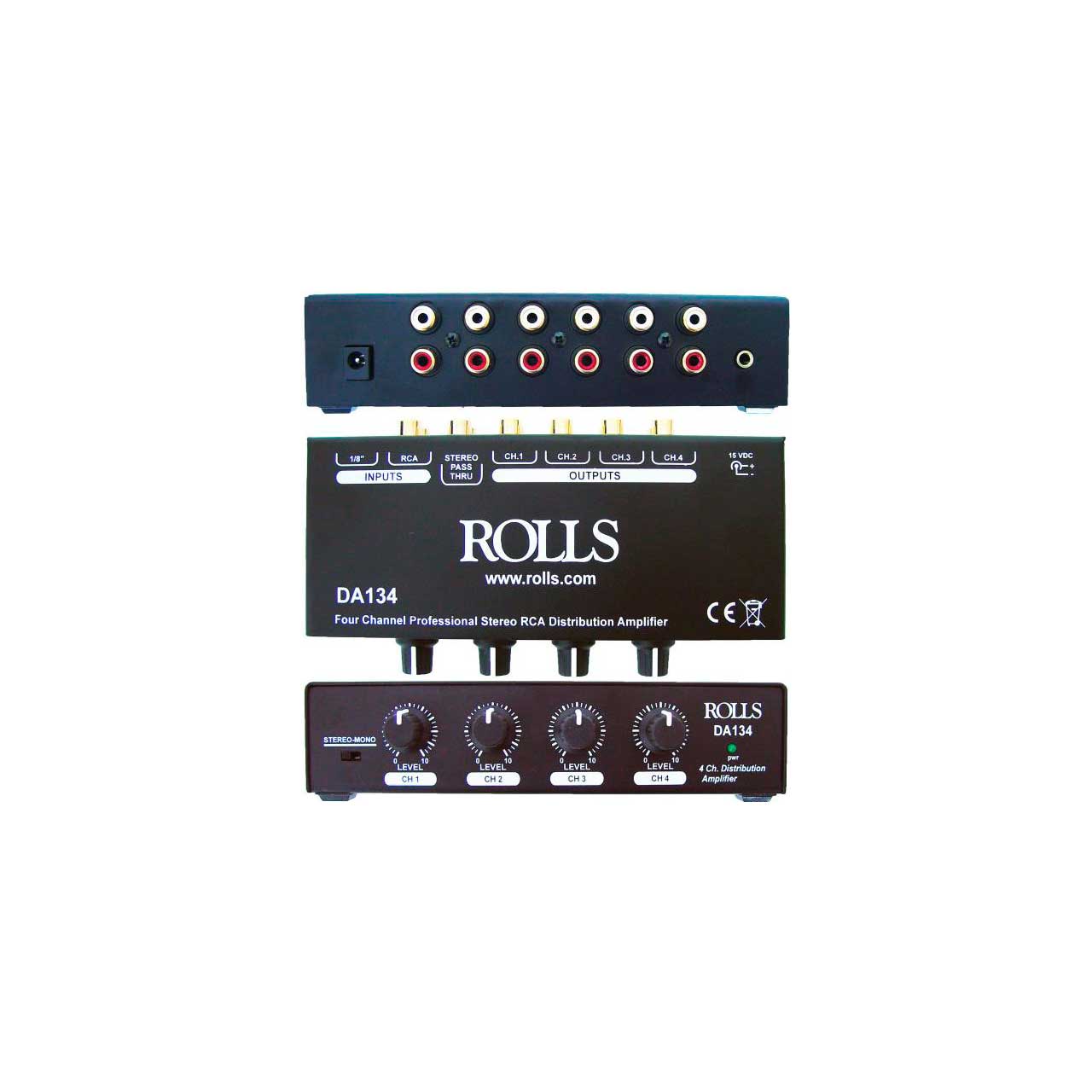 90 dB S/N Ratio +12 dBV Max Input Level Rolls 4-Channel RCA Distribution Amplifier 