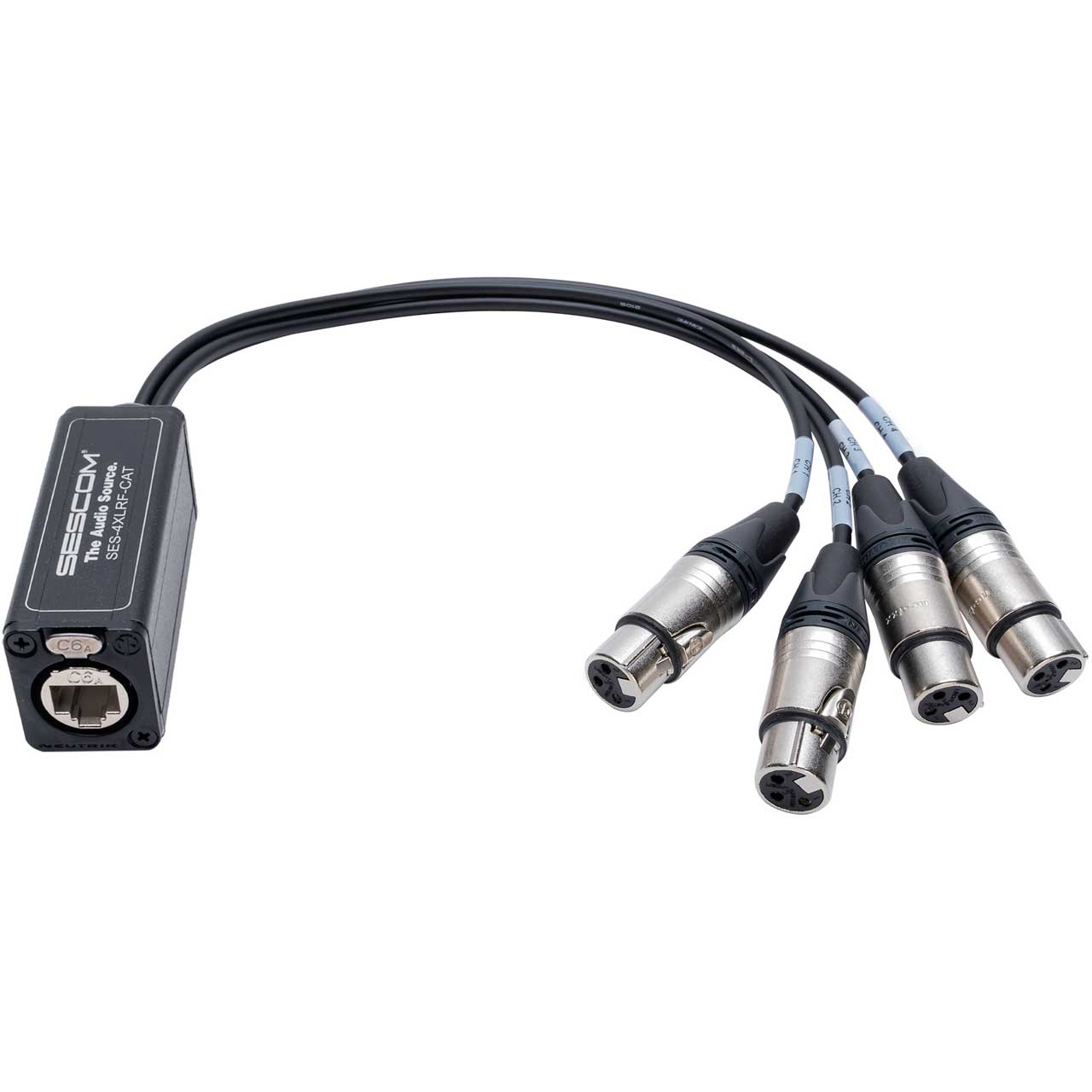 Sescom SES-4XLRF-CAT 4 Channel Passive Balanced Audio Extender over  CAT5/6/7 - RJ45 to 4 Female XLR Connectors