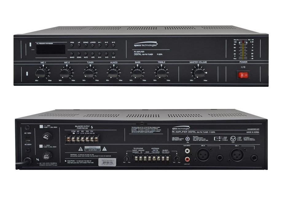 Speco P30FA 30W PA Amplifier with Digital AM/FM Tuner
