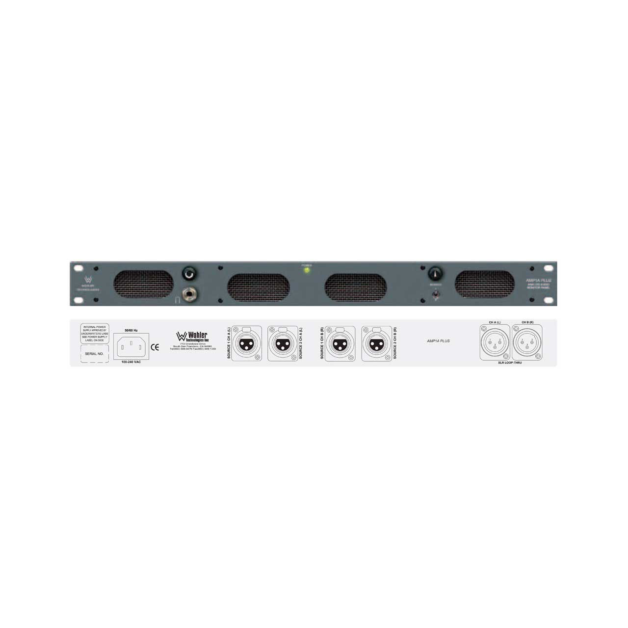 Wohler AMP1A-Plus 1 RU Dual Source Stereo Analog Audio Monitor