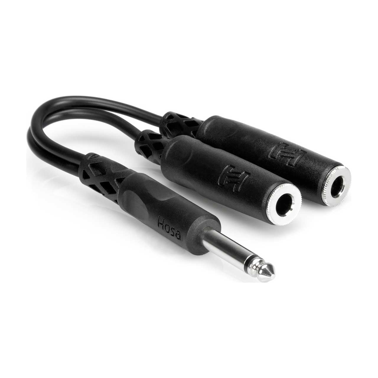 Hosa YPP-111 / Y-SP-2SPF 1/4 Inch Mono Plug to Dual 1/4 Inch Mono Jacks Y-Cable 6 Inch