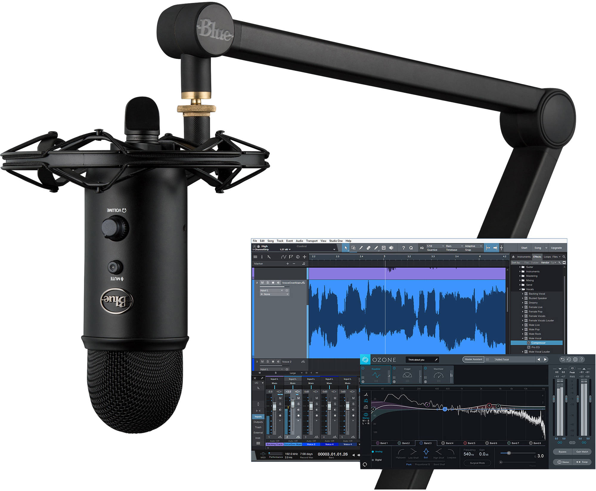 Blue Yeticaster Studio Professional Desktop Studio Bundle With Professional Usb Mic