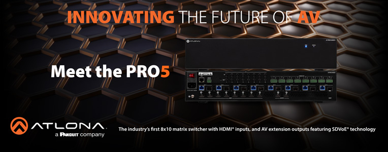 Atlona is innovating the future of AV with the PRO5. The industry's first 8x10 matrix switcher with HDMI inputs, and AV extensions outputs featuring SDVoE technology