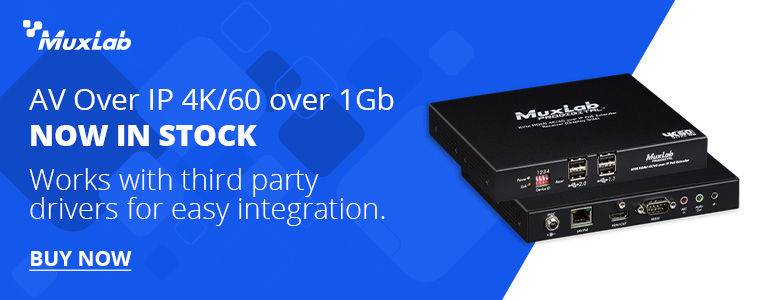 Muxlab AV over Ip Now in Stock works with third party drivers for easy integration now in stock at Markertek