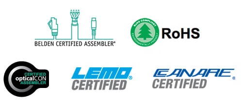 Markertek is Belden, Lemo, Canare Certified and RoHS compliant