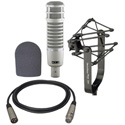 An Electrovoice RE20 with 309A Suspension Mount - Foam Windscreen and 15 foot XLR Male to Female Cable Kit