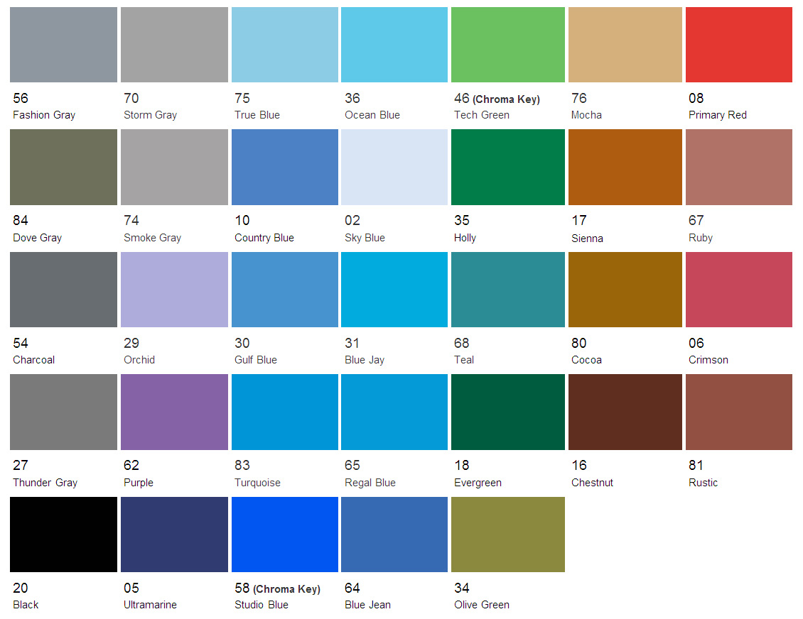 Savage Seamless Paper Color Chart