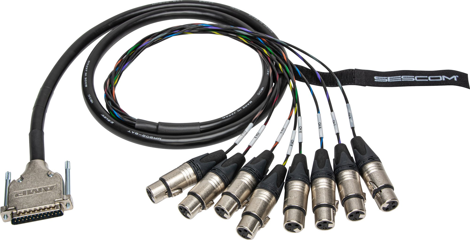 Built Canare Analog 25Pin Dsub Male to 8 XLR Female Audio Cable