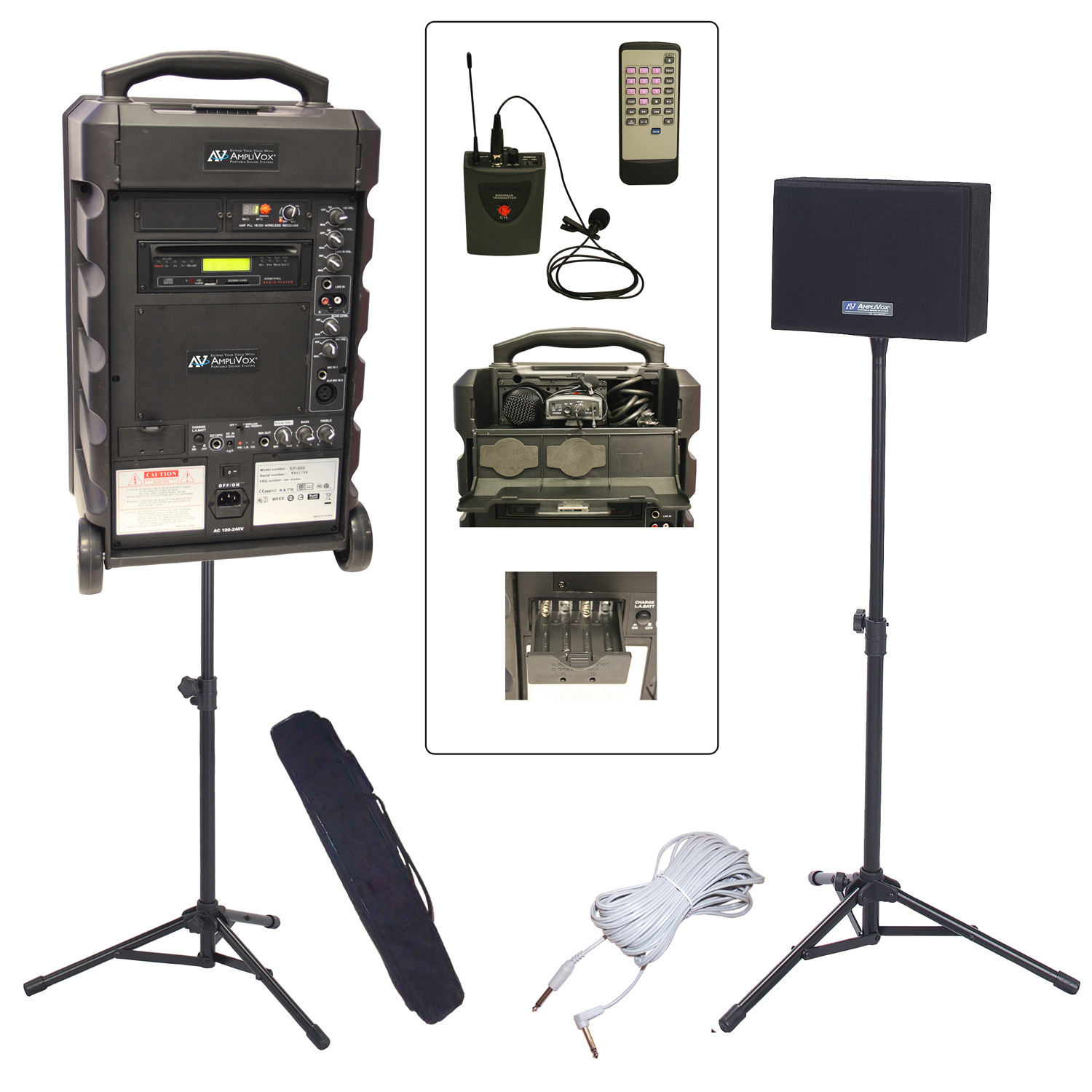Amplivox SB8002 Titan Wireless Portable PA Bundle with Lapel Mic With