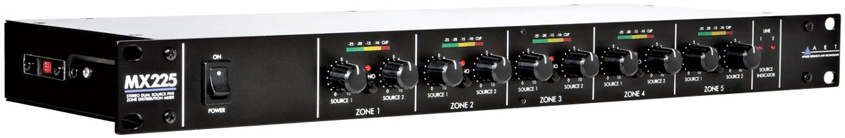 ART MX225 Stereo Dual Source Five Zone Distribution Mixer