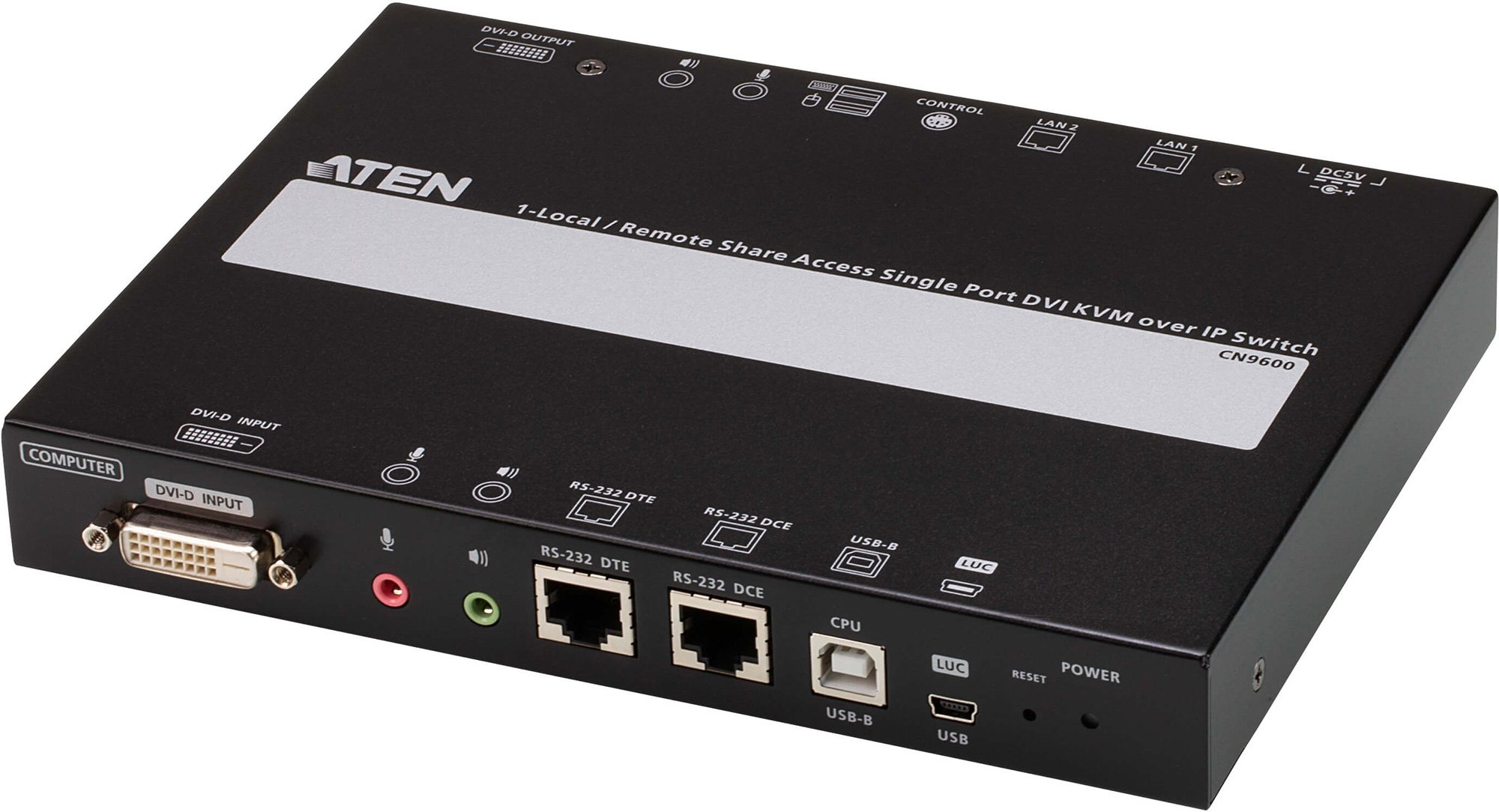 Aten CN9600 1-Local/Remote Share Access Single Port DVI KVM over IP Switch with KVM Cable and Mounting Kit ATEN-CN9600
