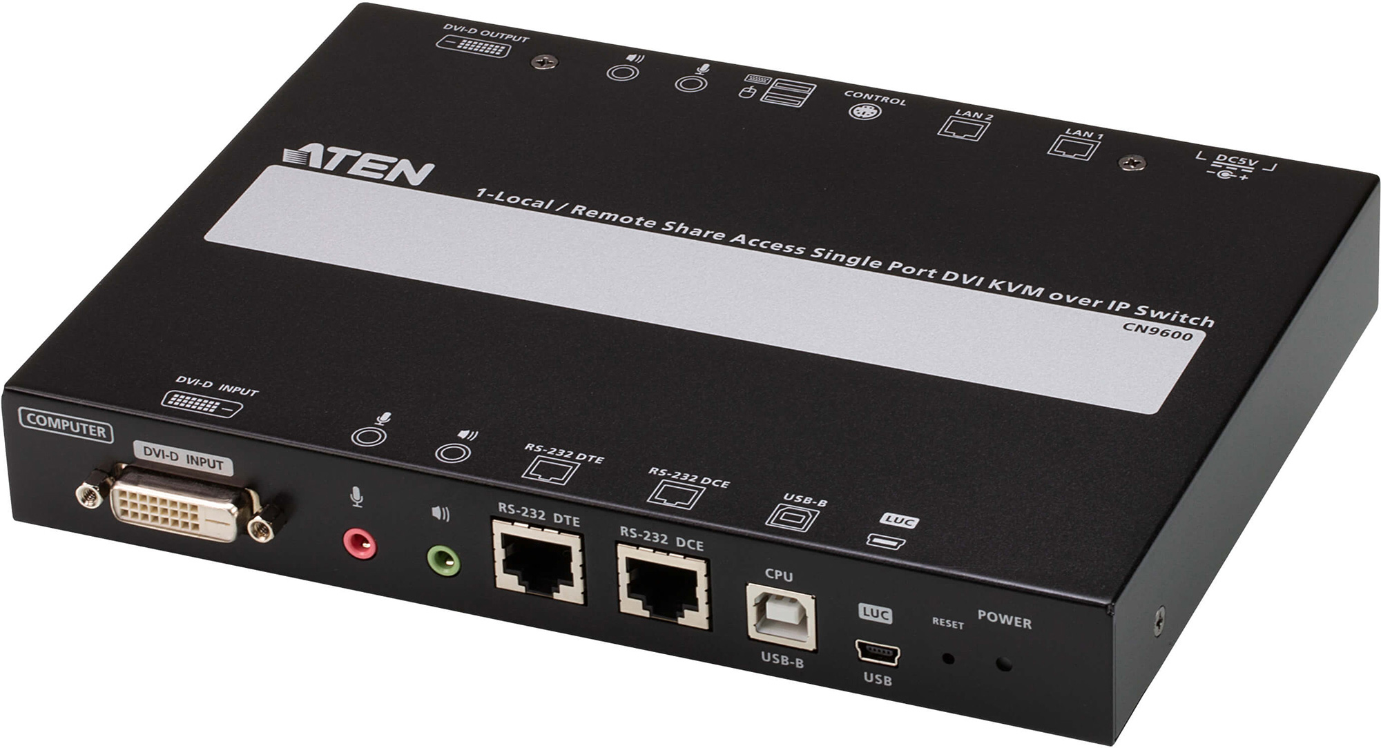 Aten CN9600 1-Local/Remote Share Access Single Port DVI KVM over IP Switch with KVM Cable and Mounting Kit ATEN-CN9600