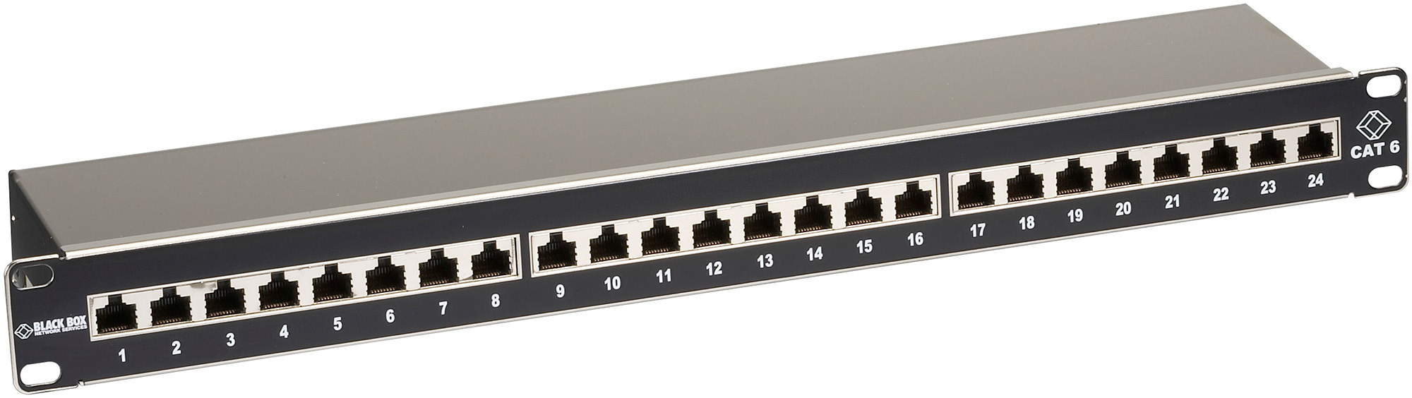 Black Box JPS60A-24 1U 24-Port CAT6 Shielded Patch Panel BBX-JPS60A-24