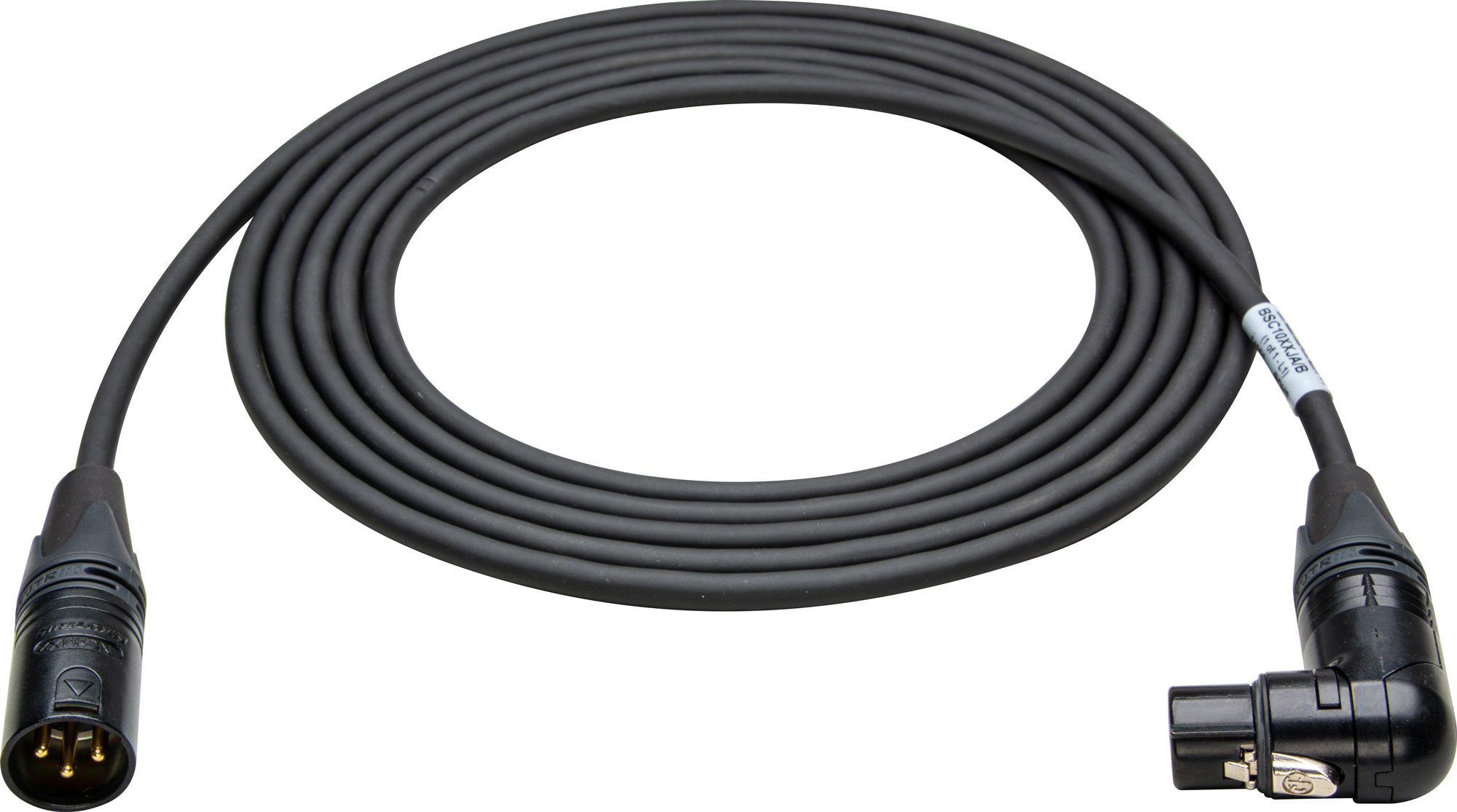 Belden StarQuad Mic Cable Black & Gold XLR Male to Right Angle Female