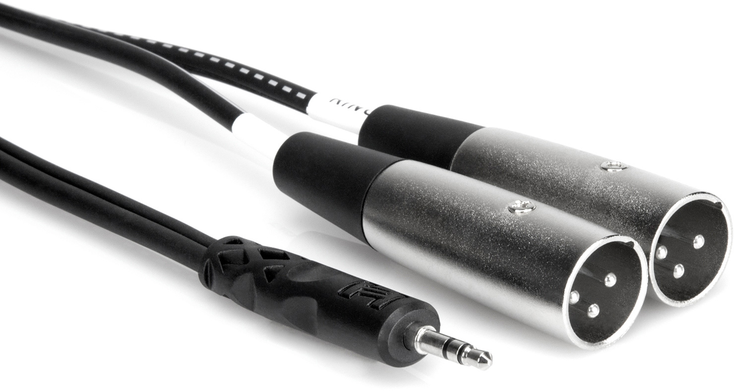 Stereo 3.5mm Mini Male to 2 XLR Male Y-Cable 6.6 Feet