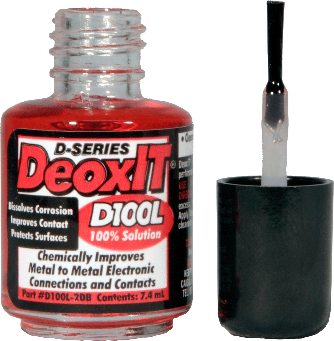 Caig DeoxIT D100L Brush Applicator 100 Percent Solution 7.4 ml