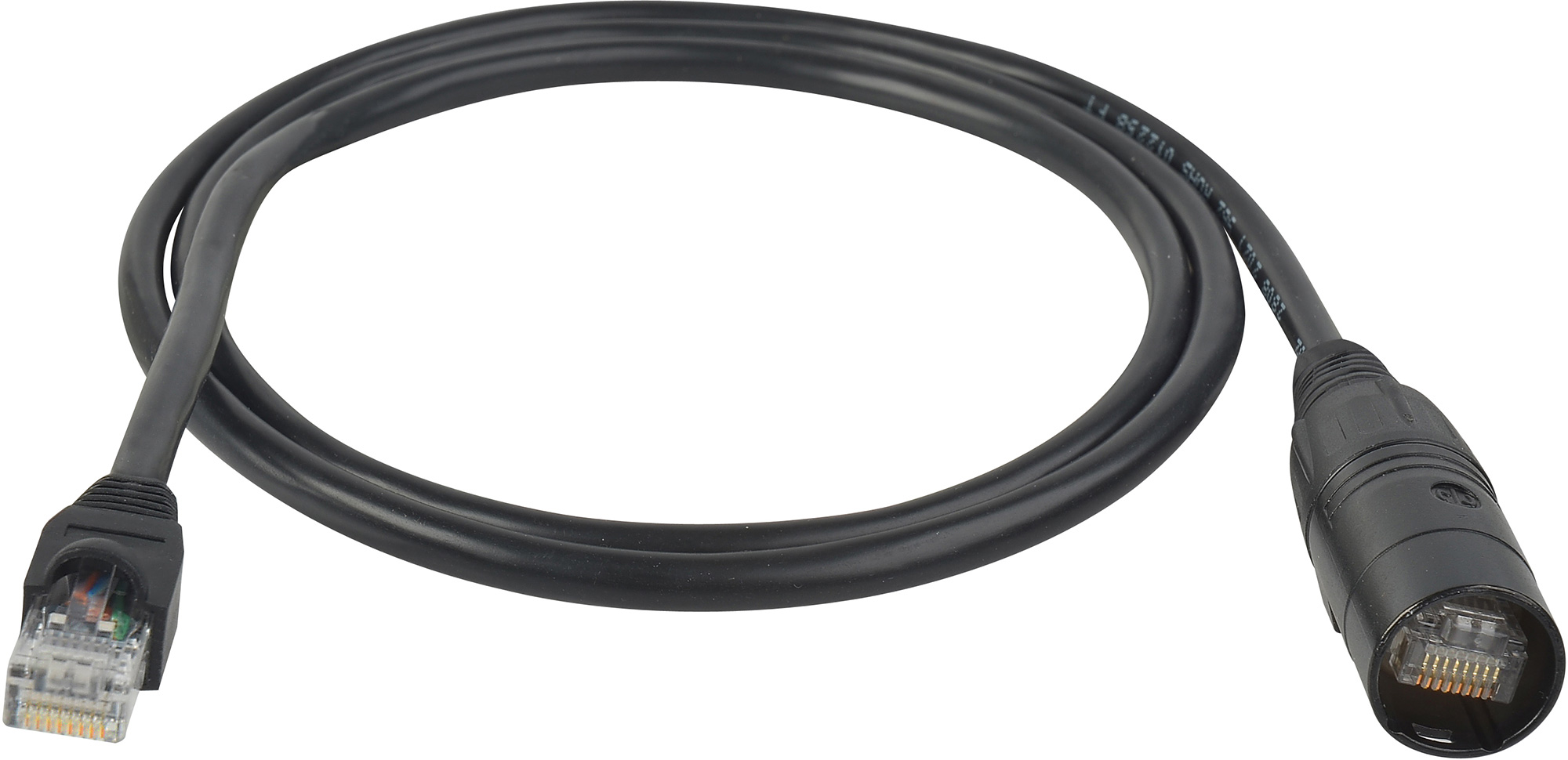CAT5e Tactical Cable Neutrik EC8 RJ45 Plug 100 Foot Black