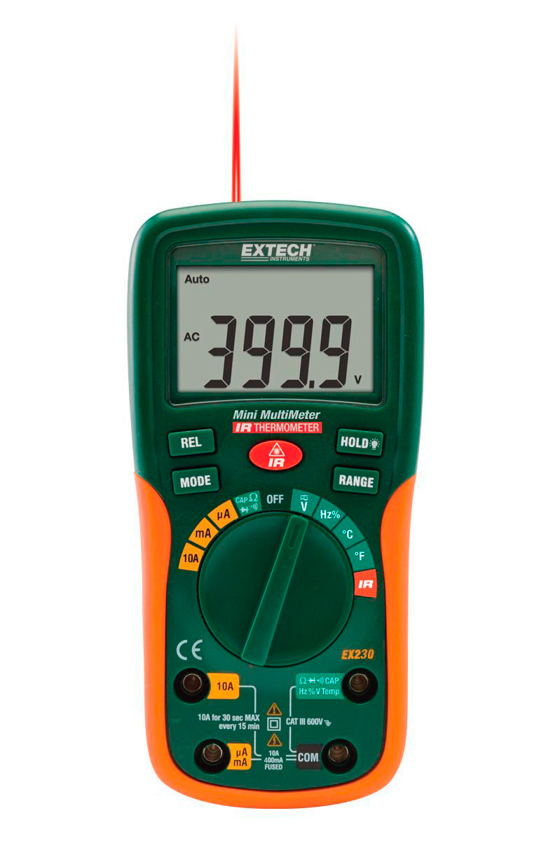  Extech  EX230 12 Function Mini Digital MultiMeter with IR 