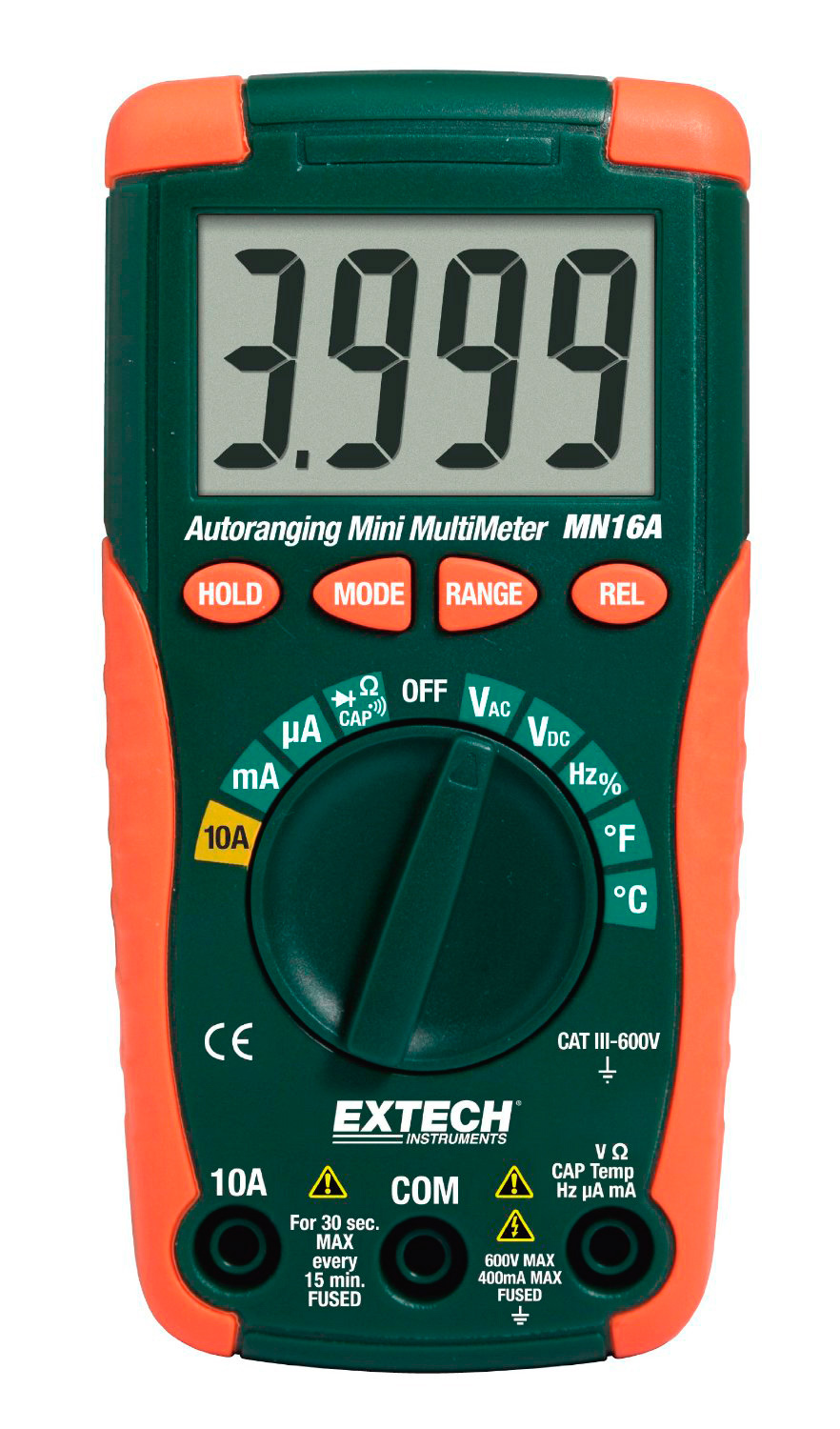 Extech MN16 Autoranging Mini Multimeter w/Temperature Probe
