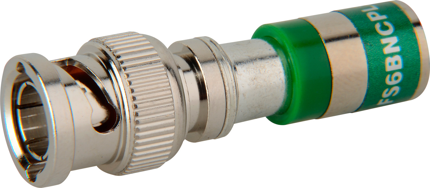 FConn FS6BNCPL2 RG6 Plenum BNC Compression Connector Size 2 (GREEN)