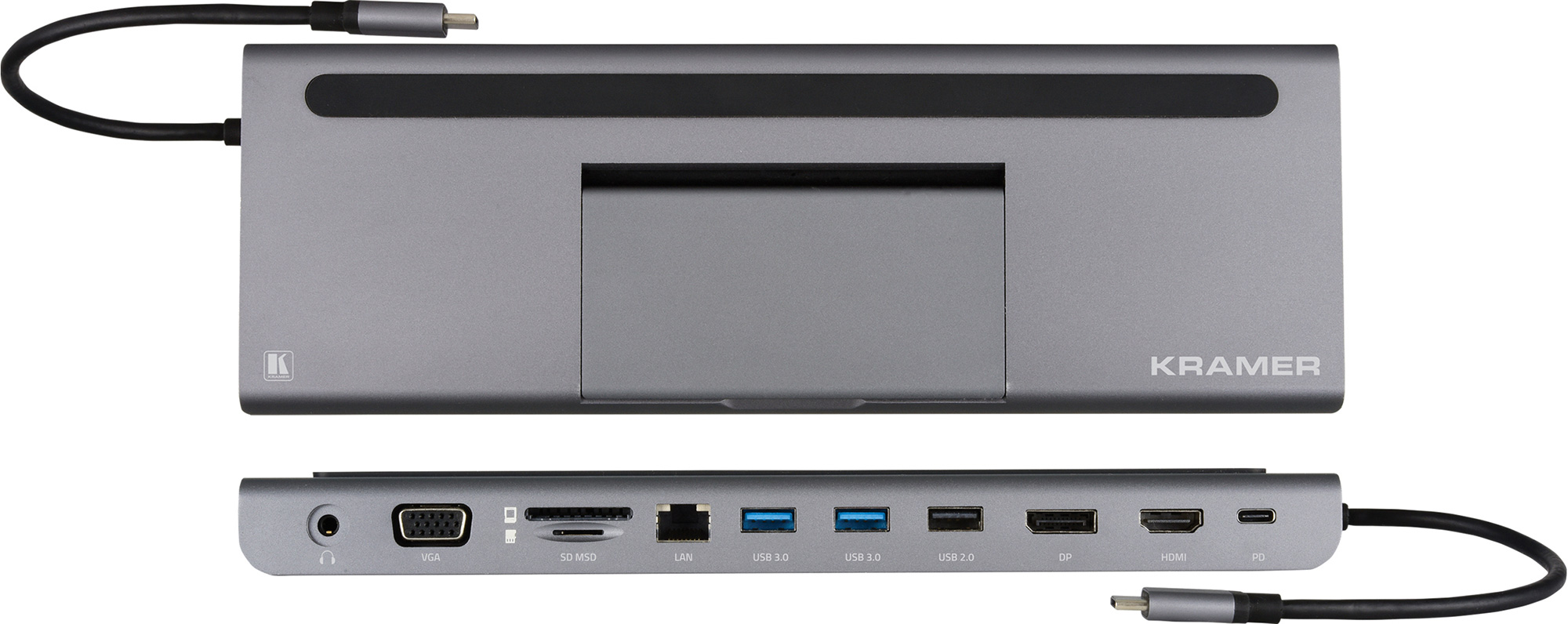 Kramer KDOCK-4 USB-C 3.0Hub Multiport Adapter with HDMI/DisplayPort & VGA out and USB/Ethernet/SD Ports KDOCK-4