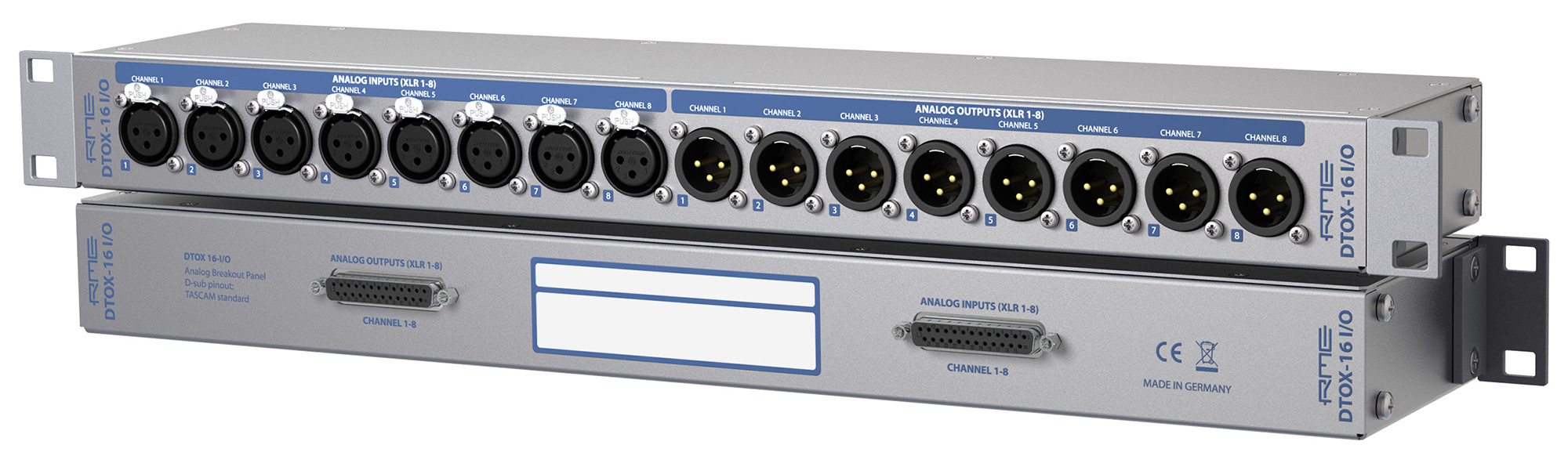 RME DTOX16 IO Breakout Panel 8 XLR Inputs Dsub 25pin Connector 8 XLR