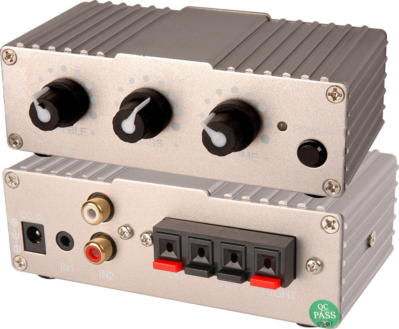 Tecnec 2 Channel Power Amp 10 WPC w/1 3.5mm input & 1 Dual RCA Input