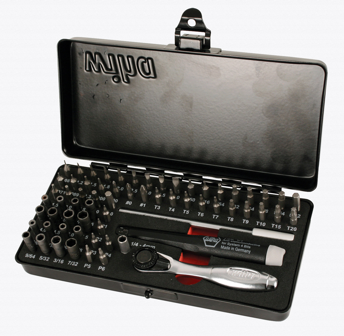 WIHA 75965 Master Tech 65pc Micro Bit set with Precision Driver and Ratchet