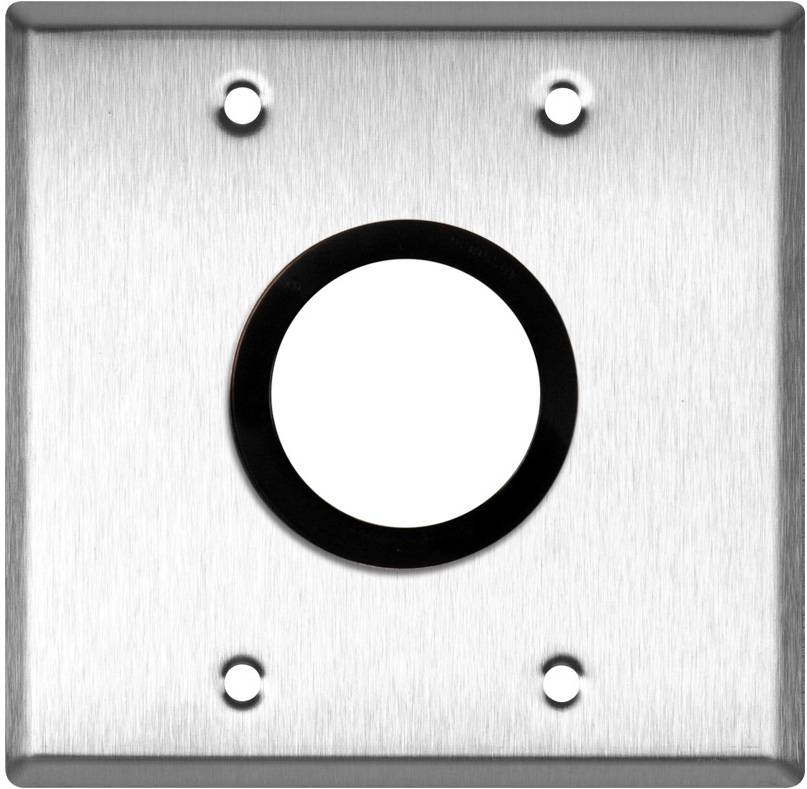 2Gang Stainless Steel Wall Plate with One 15/8 inch Grommet