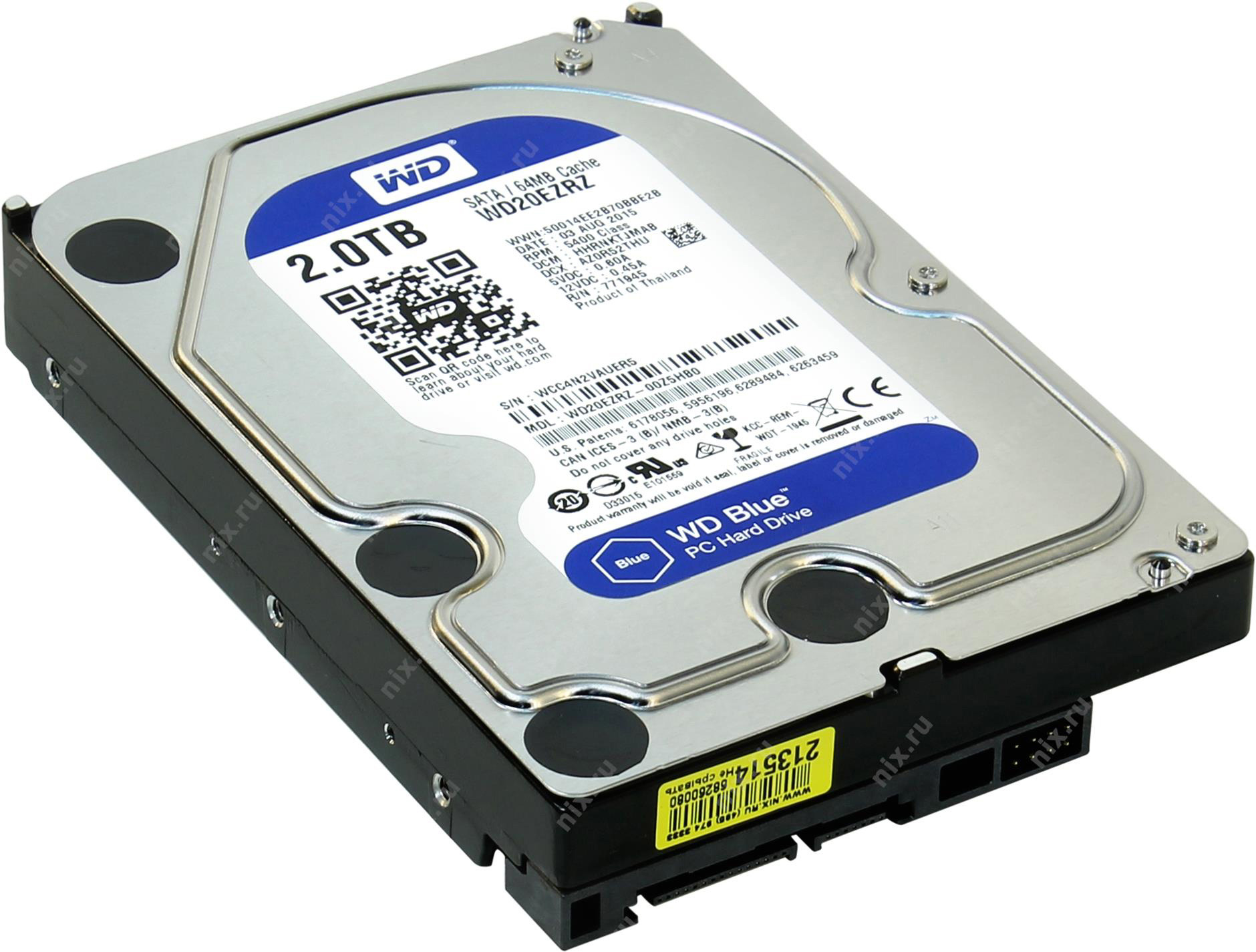 Western Digital WD20EZRZ 2 TB 3.5 Inch SATA 6 Gb/s 5400 RPM PC Hard ...