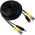 Connectronics Video and Power Cable With BNC Video and 2.1mm x 5.5mm DC Power Connector - 100 Foot