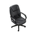 Black High Back Leather Media Chair 16-20 Inch Seat Height