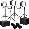 ikan LW-3F2H Lyra Daylight 5-Point LED Soft Panel Light Kit with 3x LW10 2x LW5 with Gold & V-Mount Battery Plates