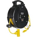 Stage Ninja STX-50-3 Retractable Power Reel with 3-Tap Head and Circuit Breaker (14/3 AWG) - Yellow - 50 Foot