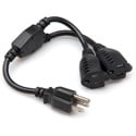 Hosa YAC-407 18 AWG Dual NEMA 5-15R to NEMA 5-15P Power Extension Y Cable 1.5 Foot