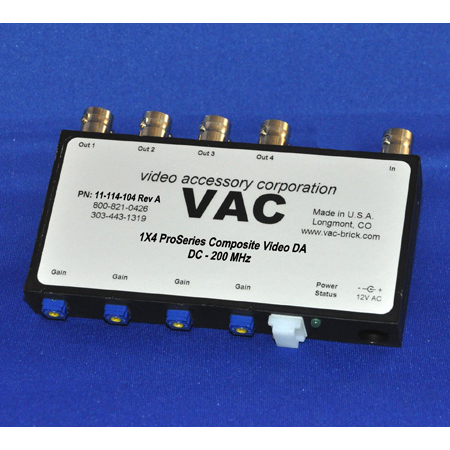 VAC 11-114-104 1x4 Independent Gain Composite Video DA