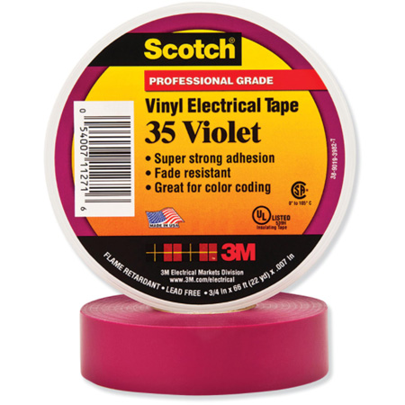 3M Scotch 35 Color Coding Electrical Tape 1/2 Inch x 20 Feet - Violet
