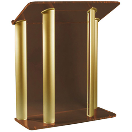 AmpliVox SN352528 Contemporary Smoked Acrylic and Gold Aluminum Lectern