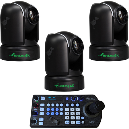 BirdDog BDP4KBUNDLE-BBB P4K Camera Bundle - 3x Black P4K NDI PTZ ...